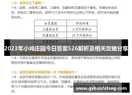 2023年小鸡庄园今日答案526解析及相关攻略分享